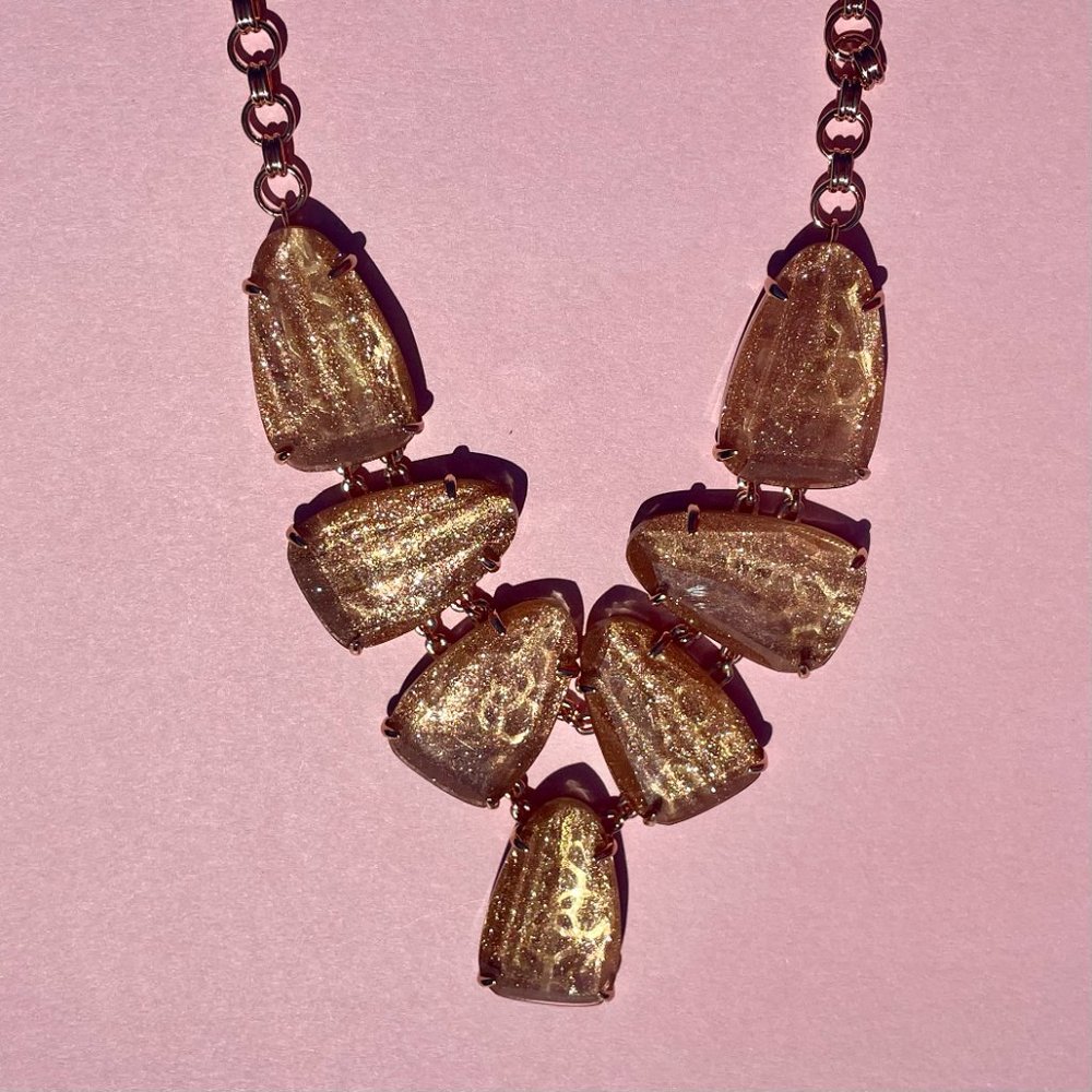 Kendra Scott Harlie Necklace Gold Dusted Glass, 14 Karat Rose Gold Plated NWT
